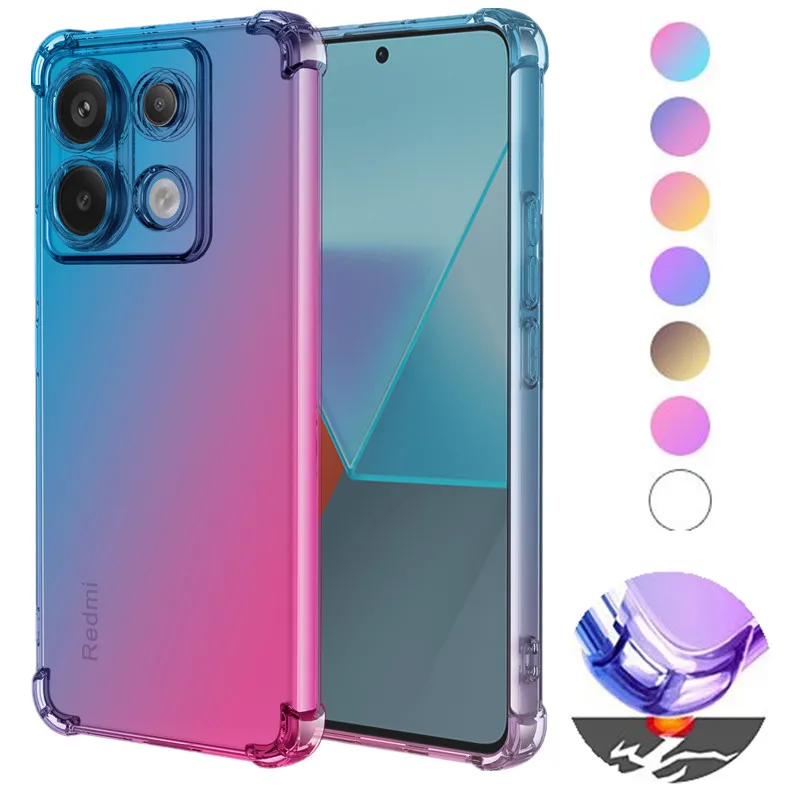 Gradient TPU Case for Xiaomi Redmi Note 13 Pro Plus Note 12 12S 11 11S 10 10S Protective Shockproof Cover Fundas Coque Capa