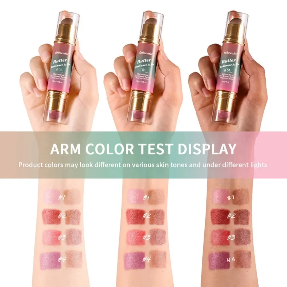 Maquillaje brillante mate, barra de contorno de doble punta, resaltador de colorete en crema 2 en 1 para esculpir cara, mejillas y ojos