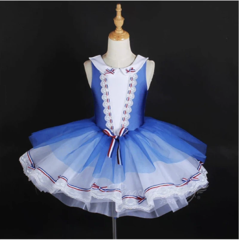 الباليه سوان تنورة رقص الأطفال الأزرق قزم فريق أداء الباليه توتو فستان الفتيات أكمام القياسية تنورة رقص الباليه #1