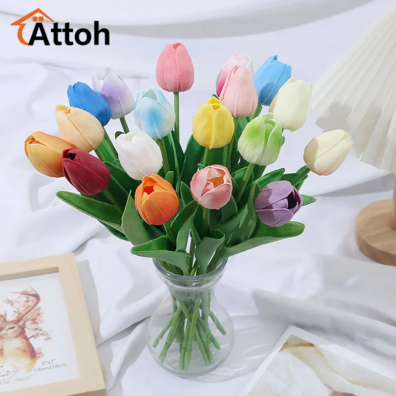 1PCS Tulip Bouquet Decor Artificial Flowers Real Touch Tulips Flowers Party Fake Tulips Flower For Home Wedding Decorations