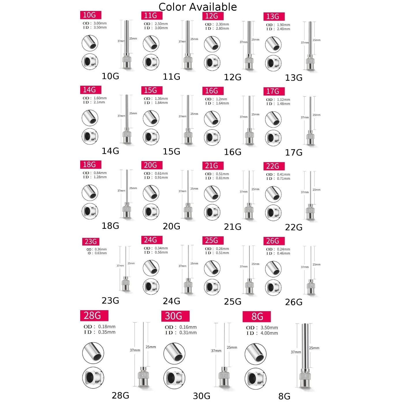 25mm Stainless Steel Dispensing Machine Needle Industrial Glue Blunt Tip Needle 1 Inch 8G-30G Dispensing Fluids