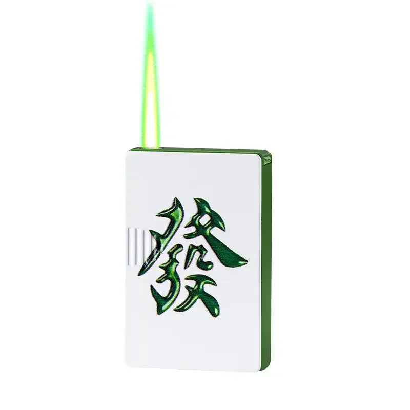 

Chinese Trend Mahjong Elements Portable Metal Filled Gas Type Green Flame Direct Blast Windproof Lighter