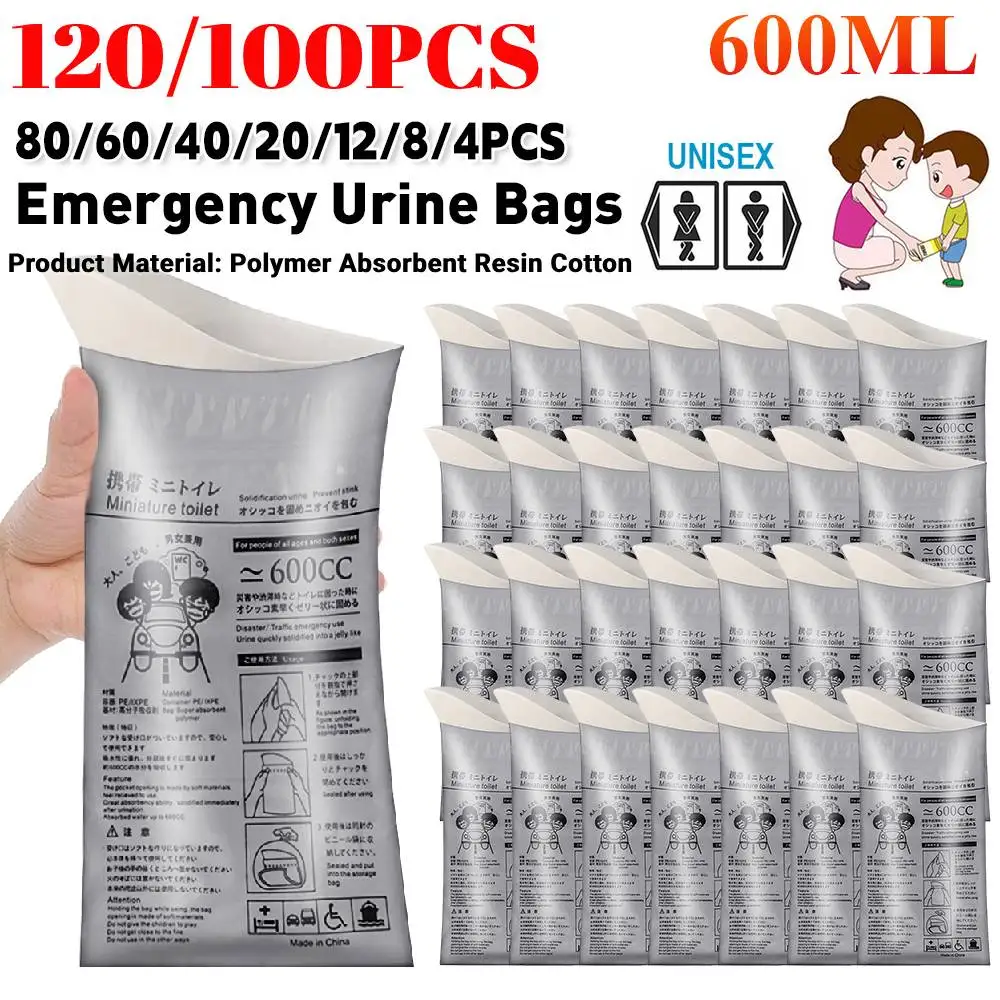 

4-120PCS Outdoor Emergency Urinate Bags Disposable Piss Bags Travel Mini Mobile Toilet Women Men Urine Bag Baby Vomiting Bag