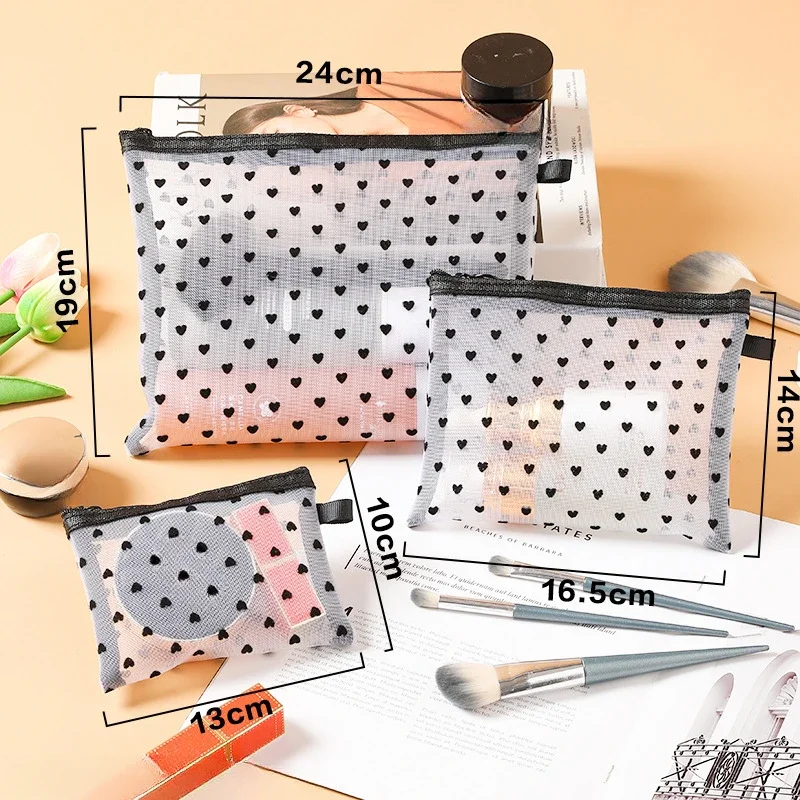 Frauen Mesh Kosmetik Tasche Reise Lagerung Make-Up Tasche Organizer Weibliche Make-Up Tasche Tragbare Kleine Große Kulturbeutel Schönheit Fall – Detail 36