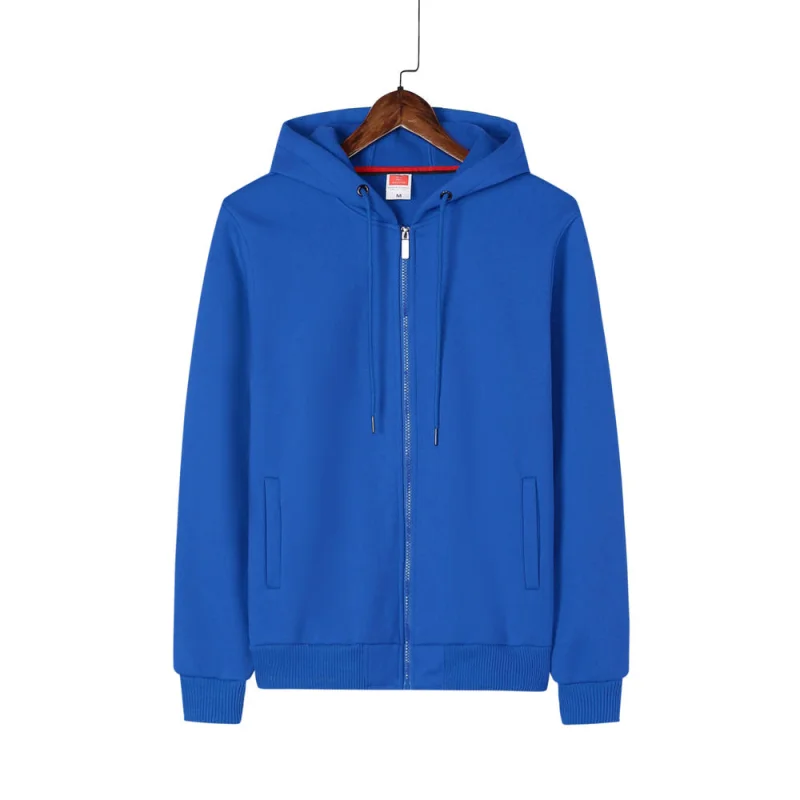 Winter Plus Velvet Zipper Hoodie Custom Printed Embroidery Company Logo Men\'s Thick Coat Warm Winter Jacket S-5xl