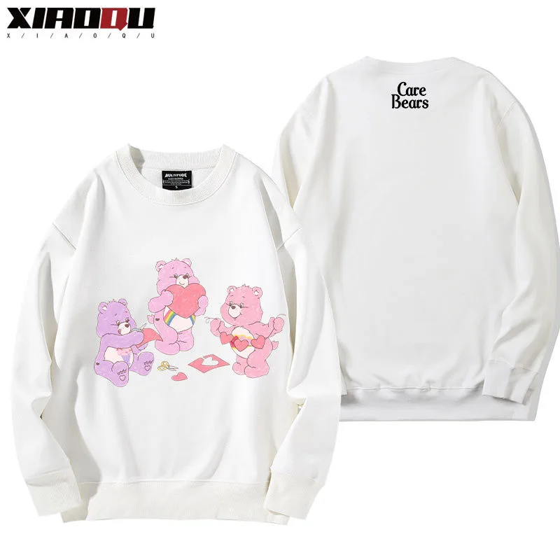 Cartoon Carebears Printed Hoodie 100% Cotton Rainbow Care Bears Pullovers Oversized Loose Sweatshirts Men Women Streetwear Tops