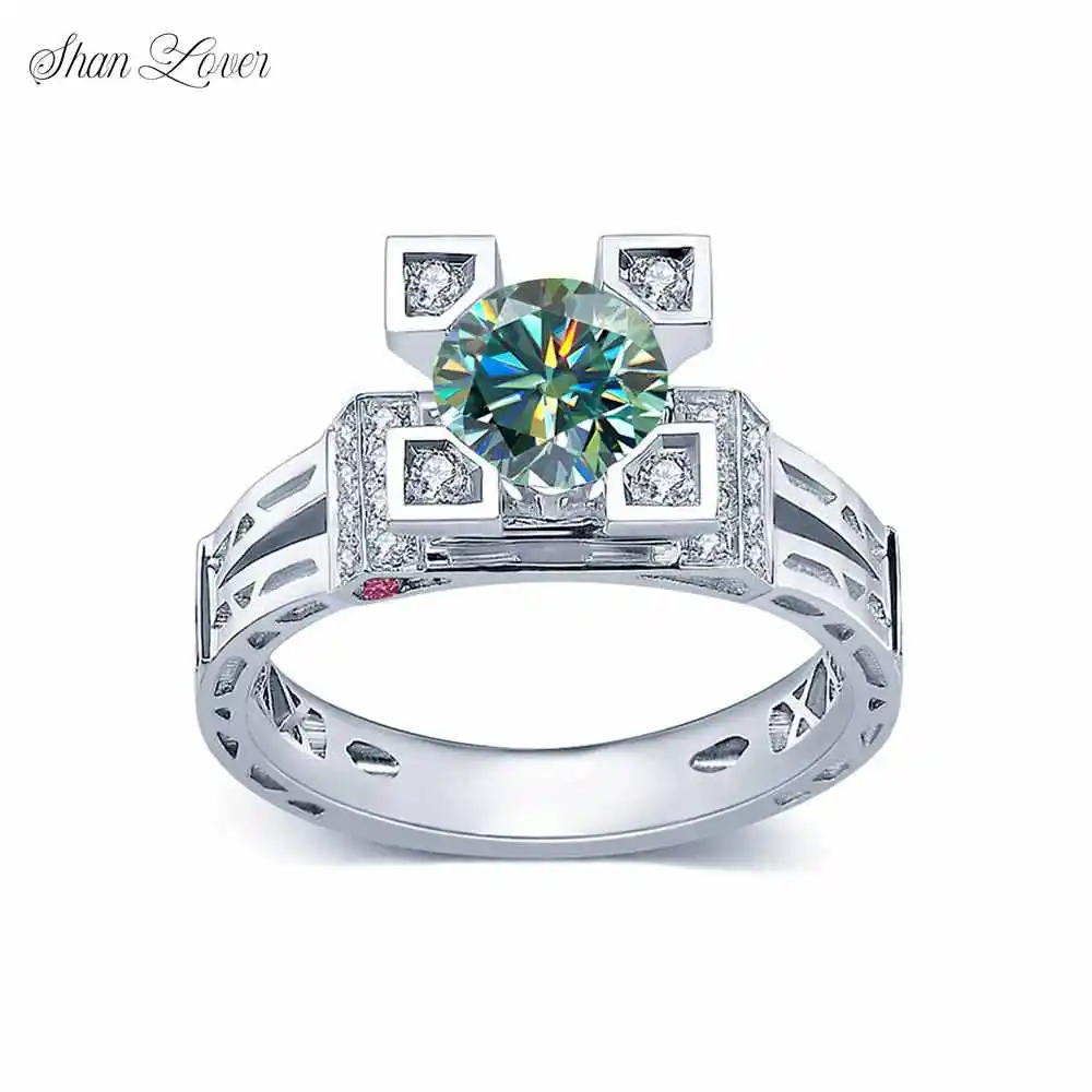 

ShanLover Brand Eiffel Tower Moissanite Diamond Ring For Women s925 925 Sterling Silver Bridal Wedding Rings Gemstones Jewelry
