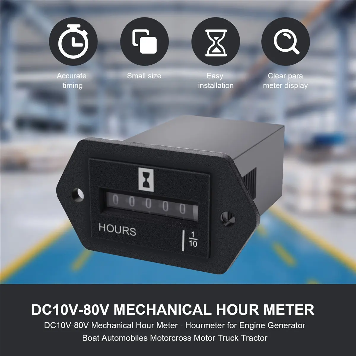 a86g new DC10V-80V Mechanical Hour Meter - Hourmeter for Engine Generator Boat Automobiles Motorcross Motor Truck Tractor