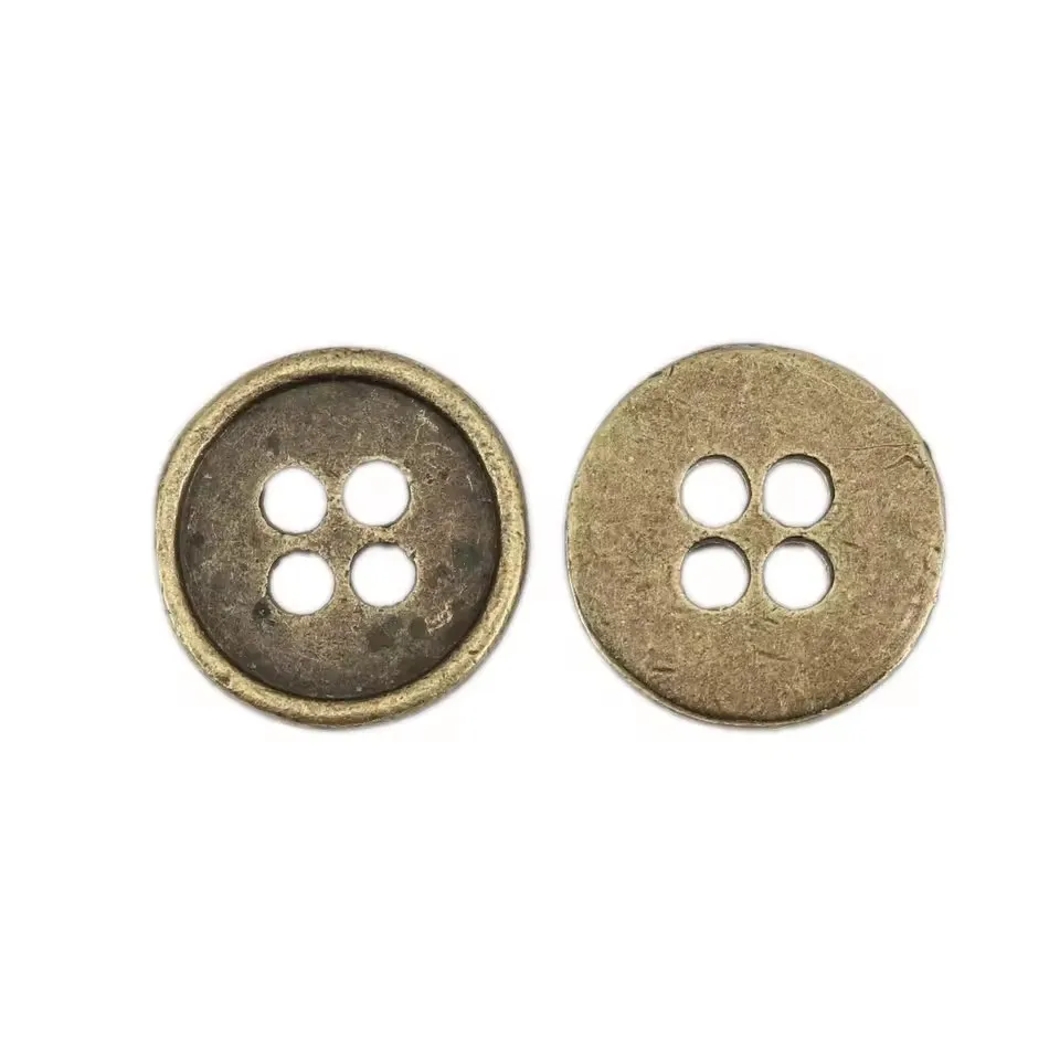 Zinc Based Alloy Metal Sewing Buttons For Crafts Scrapbooking 4 Holes Round Antique Bronze Color Buttons