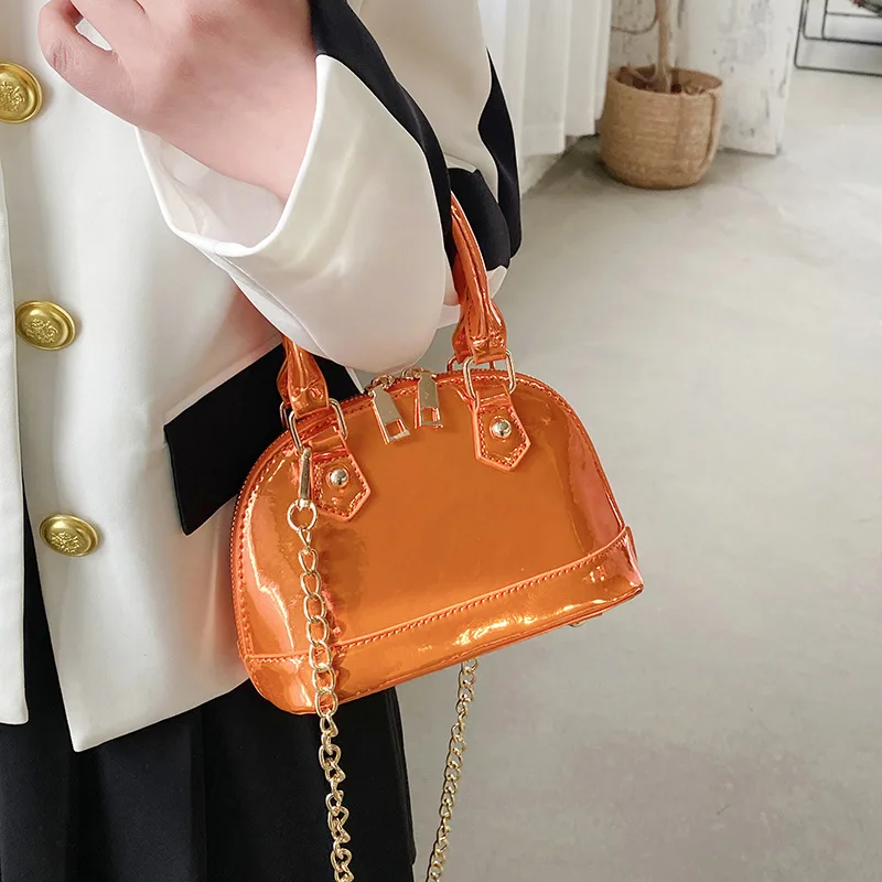 Glossy Shell Tote Handbags and Purses Shoulder Bags for Women 2024 Y2K Small Leather Female Crossbody Bag Lady Underarm Bags