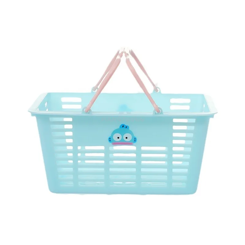 Miniso Kawaii Hangyodon Cartoon Print Mini Hand Basket Anime Sanrio Girly Heart Cute Desktop Stationery Storage Basket