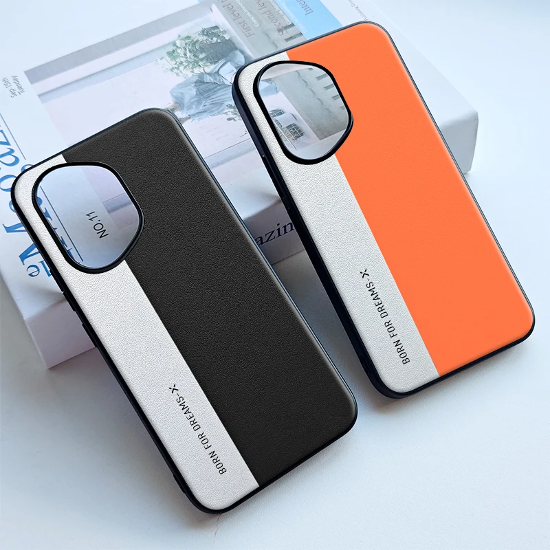 For Honor 400 Pro 400 Global Version Case Fashion Triangle Pattern PU Leather +Hard PC Camera Protection Cover