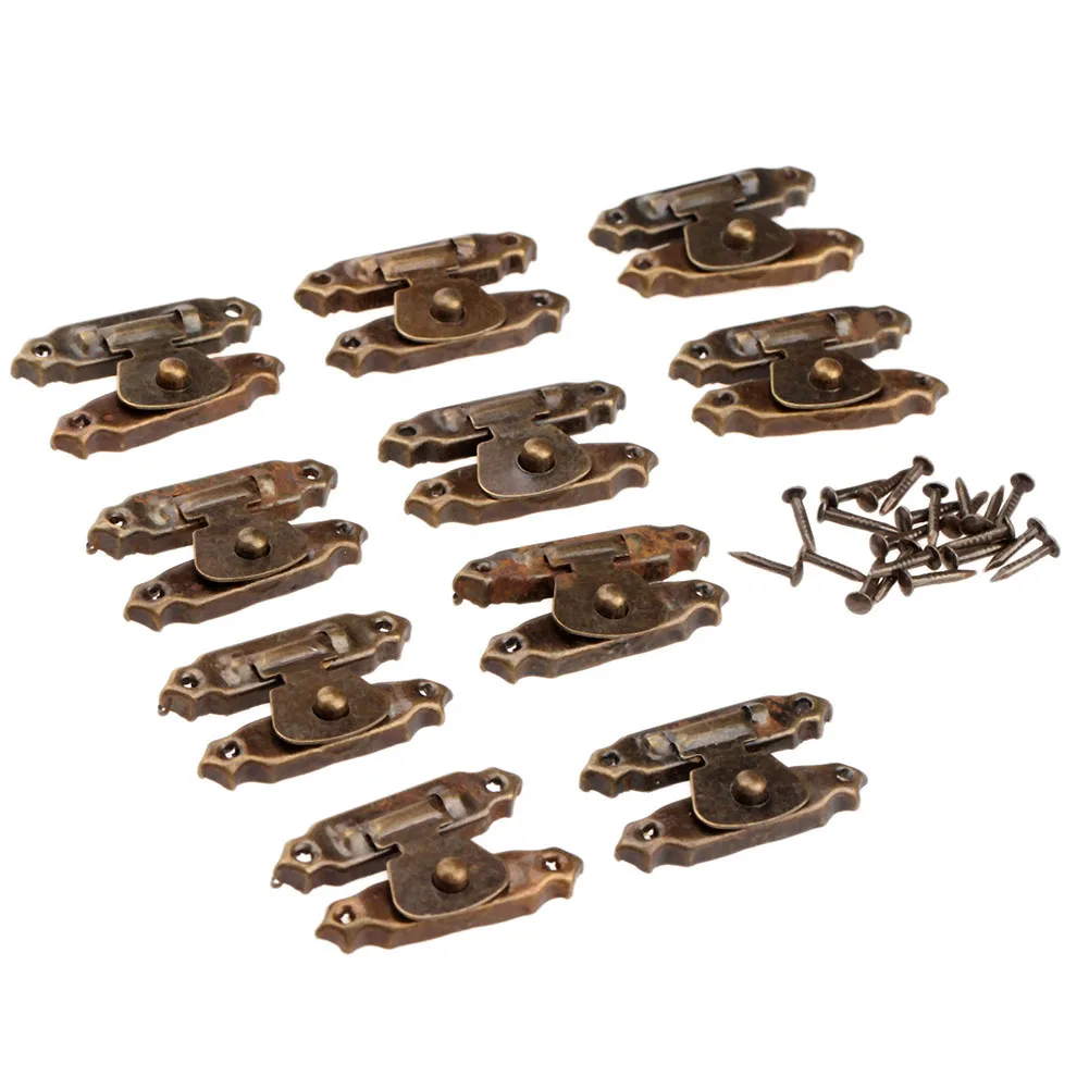 Building Craft Small Things Buckles With Screws 10PCS Box Hardware Hasps Iron Yellow Bronze Improvement Silver