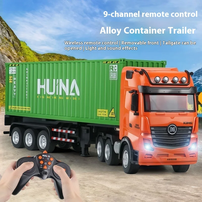 

HUINA 1317 1/18 9Ch Rc Truck Alloy Remote Control Container Cars Trucks Lighting Sound Radio Controlled Electric Kids Toys Gifts