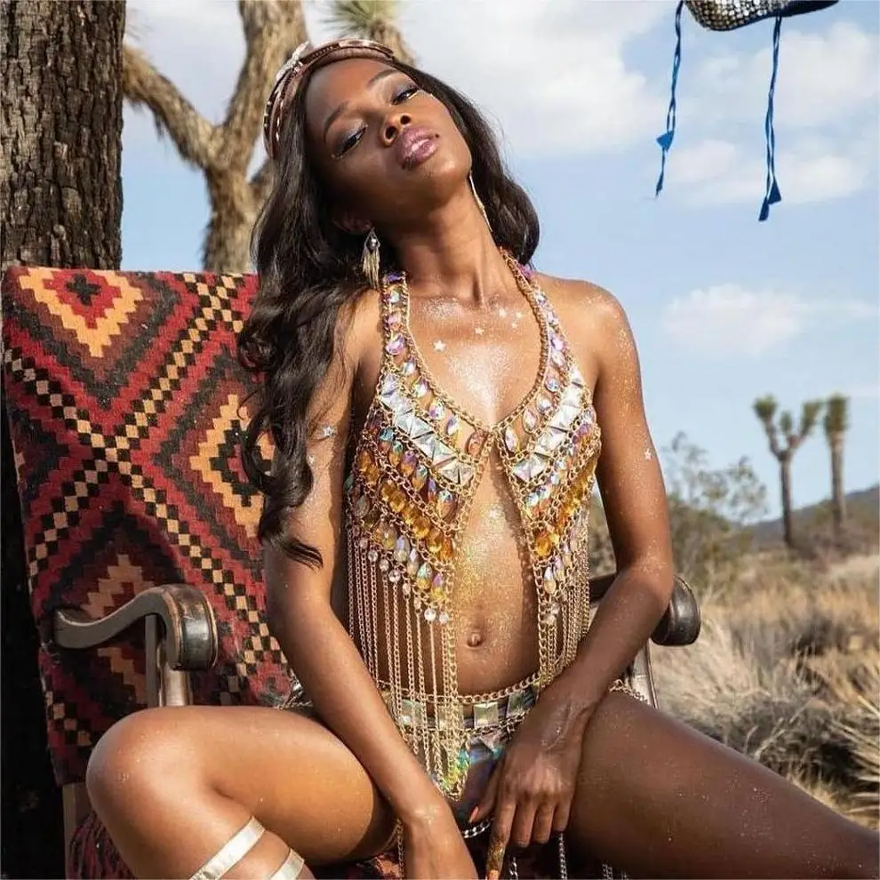 

New Crystal Neck Strap Acrylic Tassel Body Chain