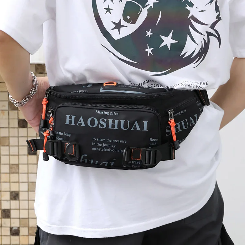 Fashion Letter Waist Bags For Men Casual Nylon Waist Packs Hot Sale Unisex Belt Bag Fanny Pack Travel Storage Chest Bags Leg Bag