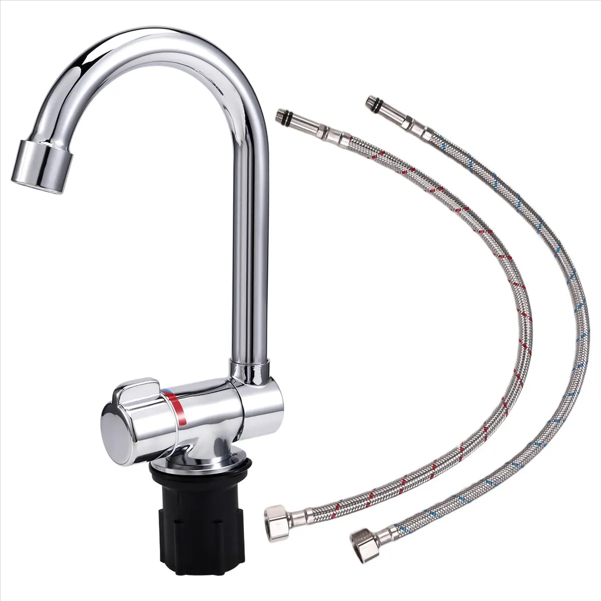 KSOL Foldable RV Faucet Universal for Car Caravan RV 360° Rotation Cold & Hot Water Mixer Water Tap,1/2