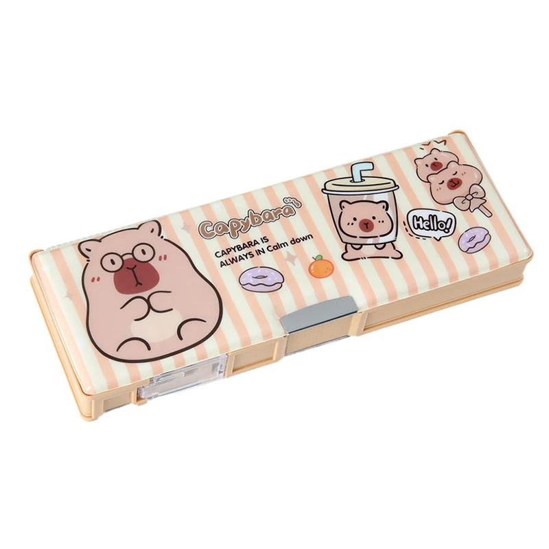 Estojo de Lápis Kawaii Portátil Dos Desenhos Animados, Grande Capacidade, Multifuncional Caixa De Lápis, Material Escolar, Presentes Capivara Bonitos