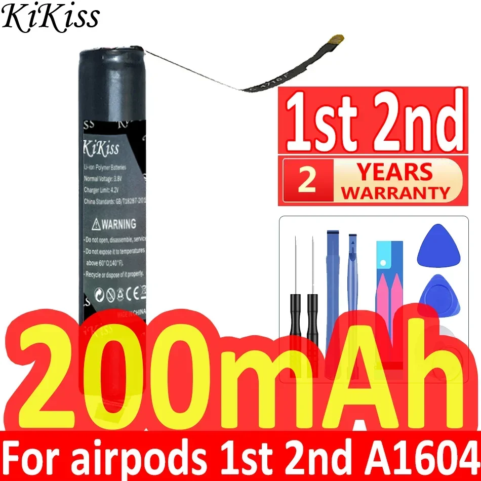 

Мощный аккумулятор KiKiss 200 мАч для Airpods 1st 2nd A1604 A1523 A1722 A2032 A2031 3rd TWS, коробка для наушников