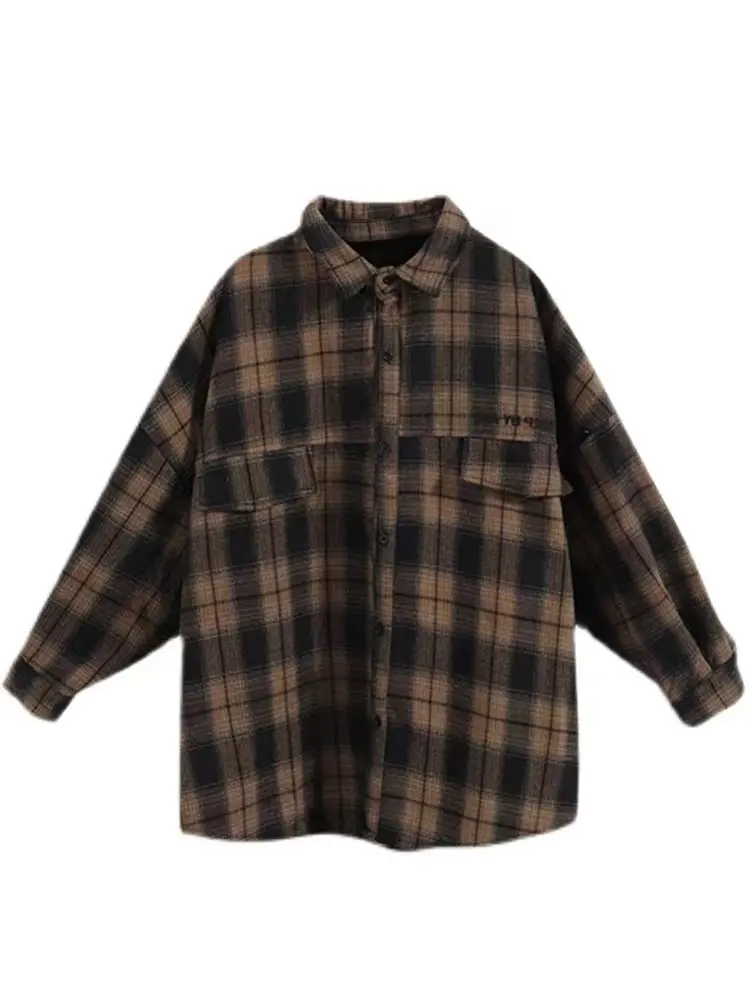 Plaid Blouse Women 2024 Spring And Autumn New-style Retro Outer Wear Long-sleeved Shirt Loose Jacket Ladies Fashion Clothes