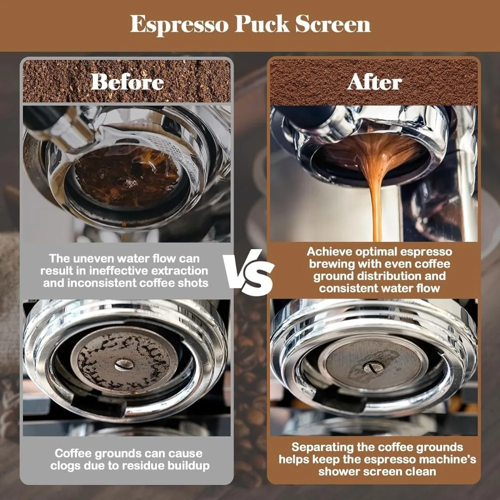 304 Stainless Steel Coffee Needle Distributor Solid Beechwood Base 51mm Diameter Coffee Powder Stirrer Set Puck Screen Included
