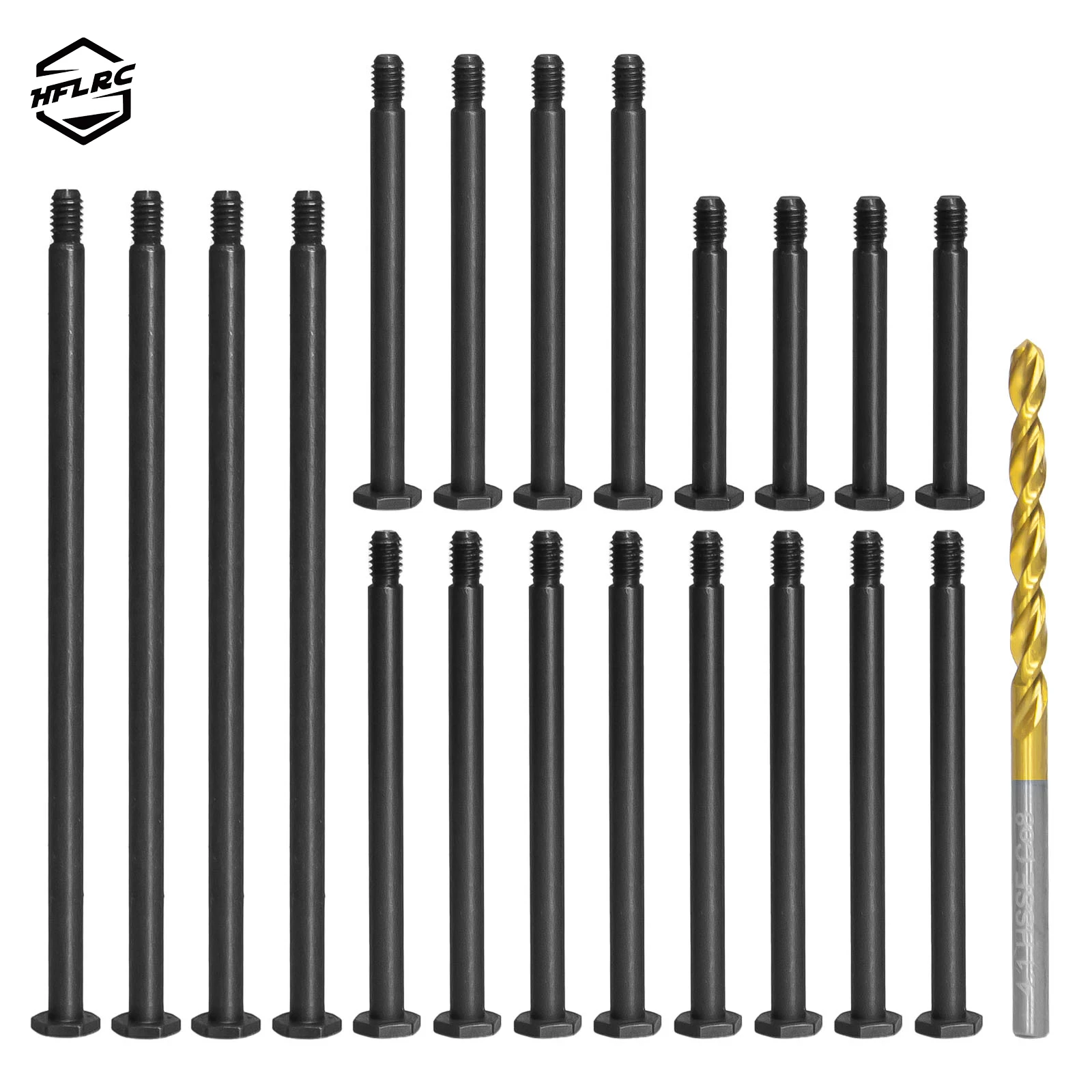 HFLRC 16PCS Body Mount Pin Hinge Steel Screw Set with Drill Bit for Traxxas XRT X-Maxx 1/5 1/6 8S RC Monster Truck Upgrade Paets