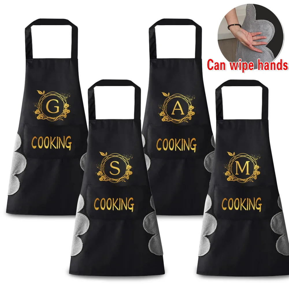 Waterproof Kitchen Apron for Men Women Oil-proof  Work Apron for Restaurant Bar Cafes Apron Wreath Letter Series Beauty Overalls