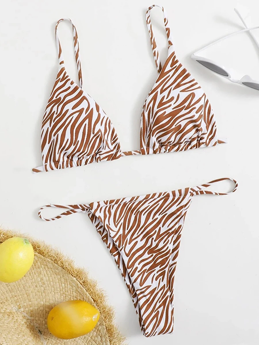 Seksowne Bikini Zebra 2023 kobiety kostium kąpielowy damski stroje kąpielowe kobiety Mini stringi Bikini zestawy letnie stroje plażowe pływanie dla