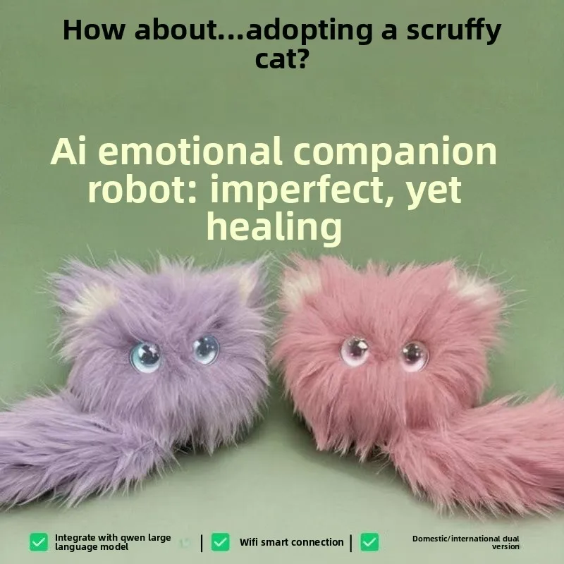 

AI Scruffy Cat Robot Plush Toy Voice Interactive Child Growth Learning Companion Soothing Large Model Pet Doll Birthday Gift