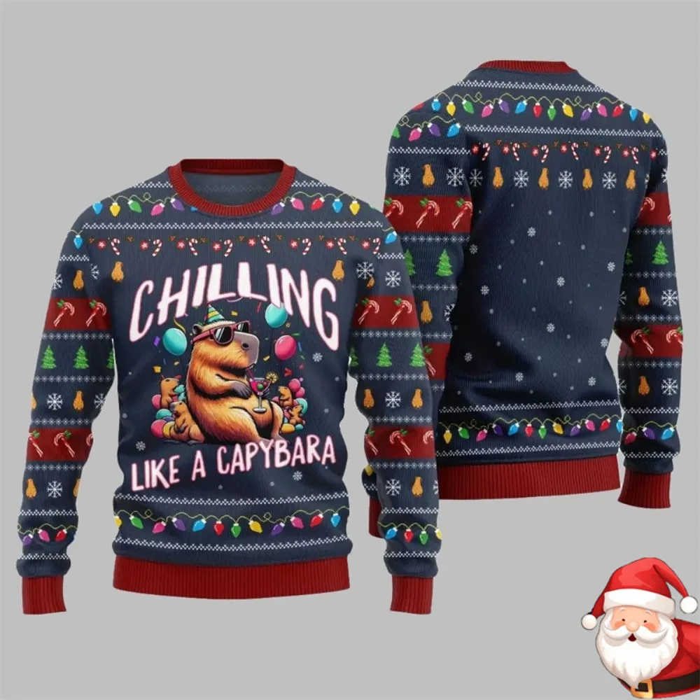 موضة 2025 عيد الميلاد سترة قبيحة للرجال امرأة ثلاثية الأبعاد طباعة الحلوى ندفة الثلج نمط عيد الميلاد سترة مريحة شعبية #1