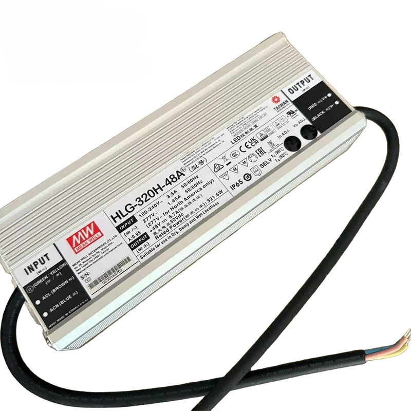 Mean Well HLG-320H-48A 320W 48V IP65 PFC High Efficiency AC/DC Light Emitting Diode Power Supply for Outdoor