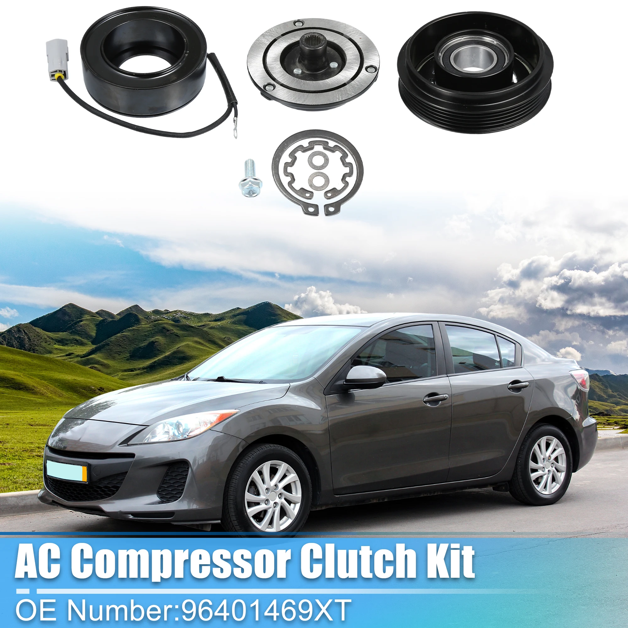 

UXCELL 1 Set AC Compressor Clutch Clutch Repair Assembly for Mazda 3 2010-2013 SPORT 4 CYL 2.0L HCC-HS18N Compressor