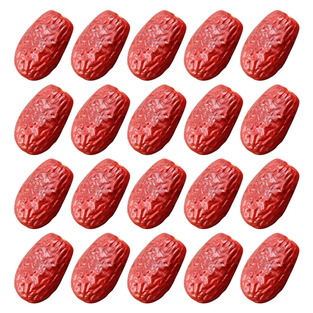 20 Pcs Fruit Ornaments Simulation Jujube Model Decor Red Props Fake Dates Artificial Pvc