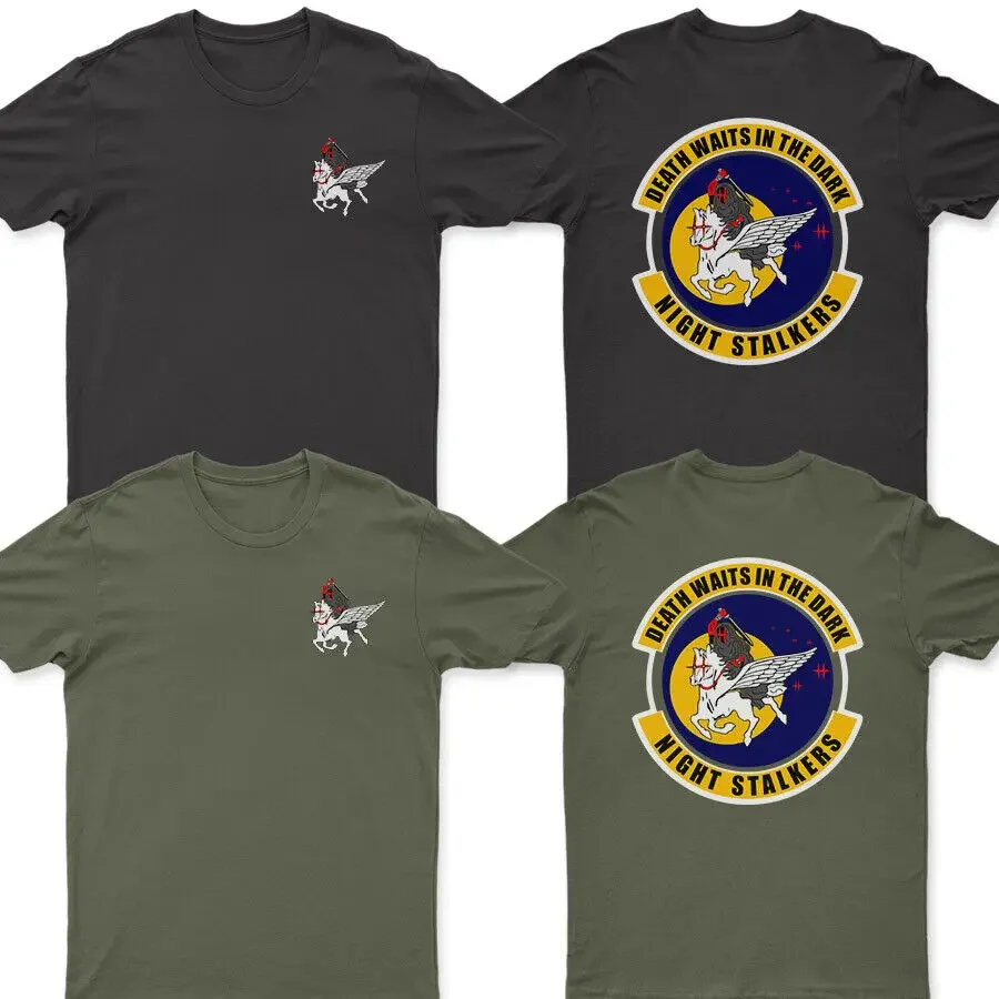 Death Waits In The Dark US Army 160th SOAR(A) Night Stalkers T-Shirt 100% Cotton O-Neck Summer Short Sleeve Casual Mens T-shirt