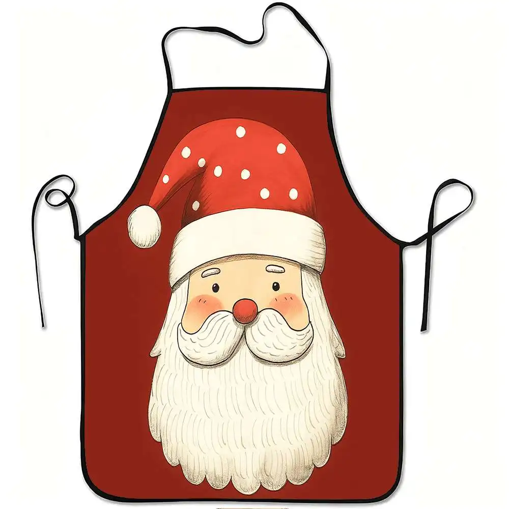 1pc of an Apron Featuring a Santa Claus Cartoon Design, Made from Durable And Easy-To-Clean Polyester, with an Adjustable Waistb
