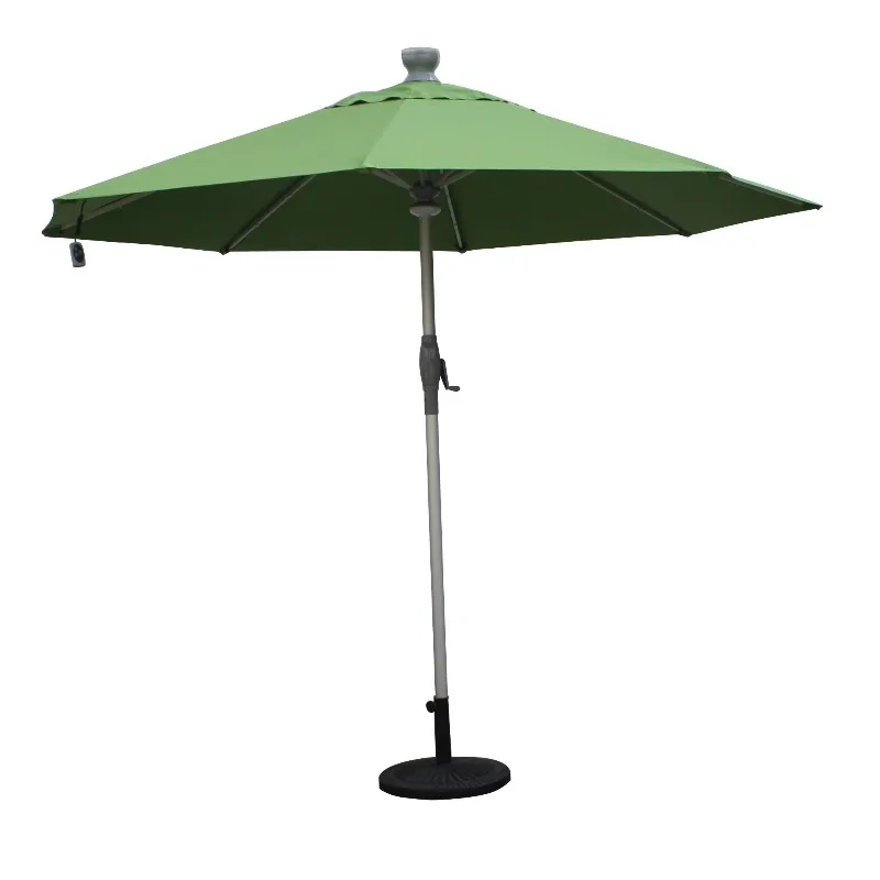 Luxury 3m Round Solar Light Emitting Diode Sun Umbrella Auto Open/Close Aluminum Frame Outdoor Garden Hotel Parasol