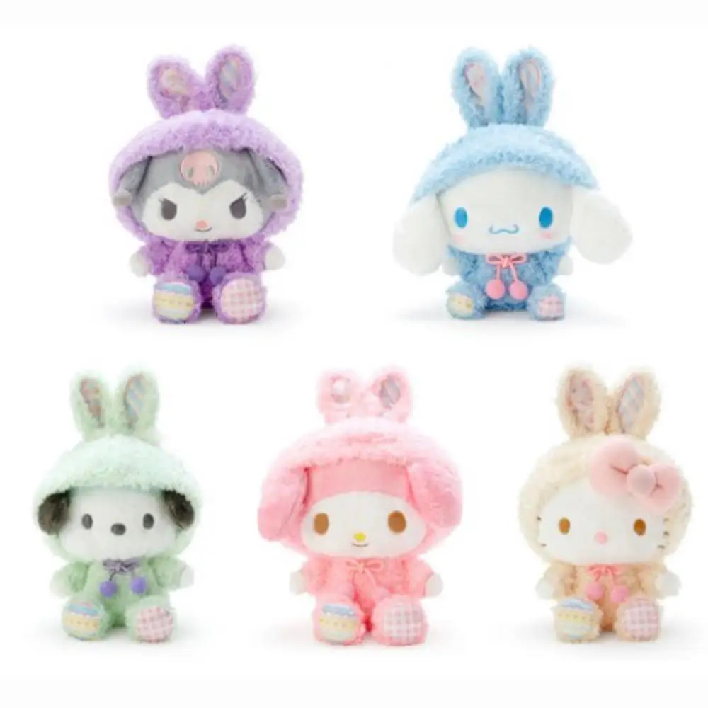 

Sanrio Hello Kity Easter Bunny Kawaii About 12Cm Kuromi Cinnamoroll Plush Doll High Quality Gifts for Friends Childrens