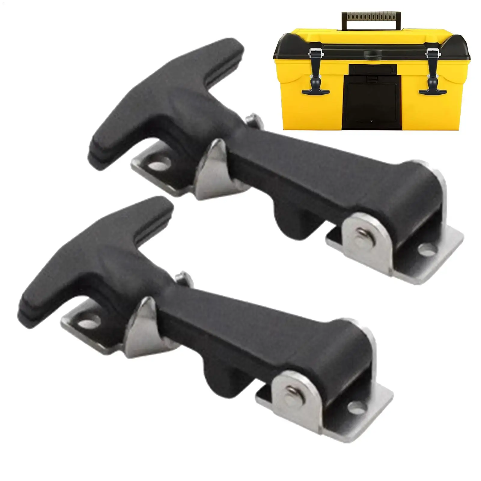 Rubber Hood Catch With Bracket 2pcs Elastic Stainless Steel Rubber Hood Catch Flexible T-shaped Drawer Latch For Coolers Boats