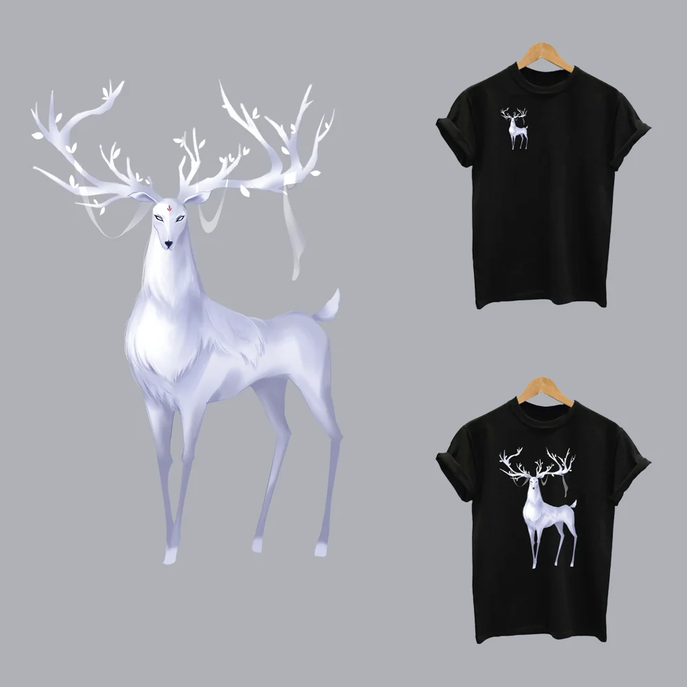 

2Pcs/Lot Deer Ironing Application Iron On Thermoadhesive Patches Heat Thermal Transfer T Shirt Fusible Stickers For Clothing DIY