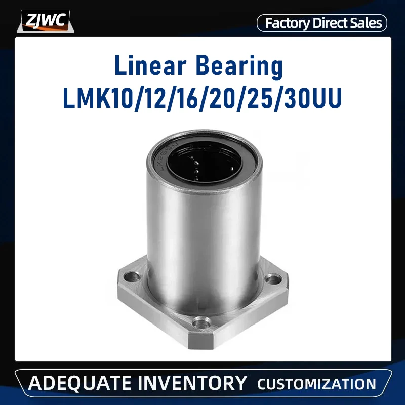 LMK10/12/16/20/25/30UU Type  Flange Linear Bearing CNC Parts For 3D Printer Rod