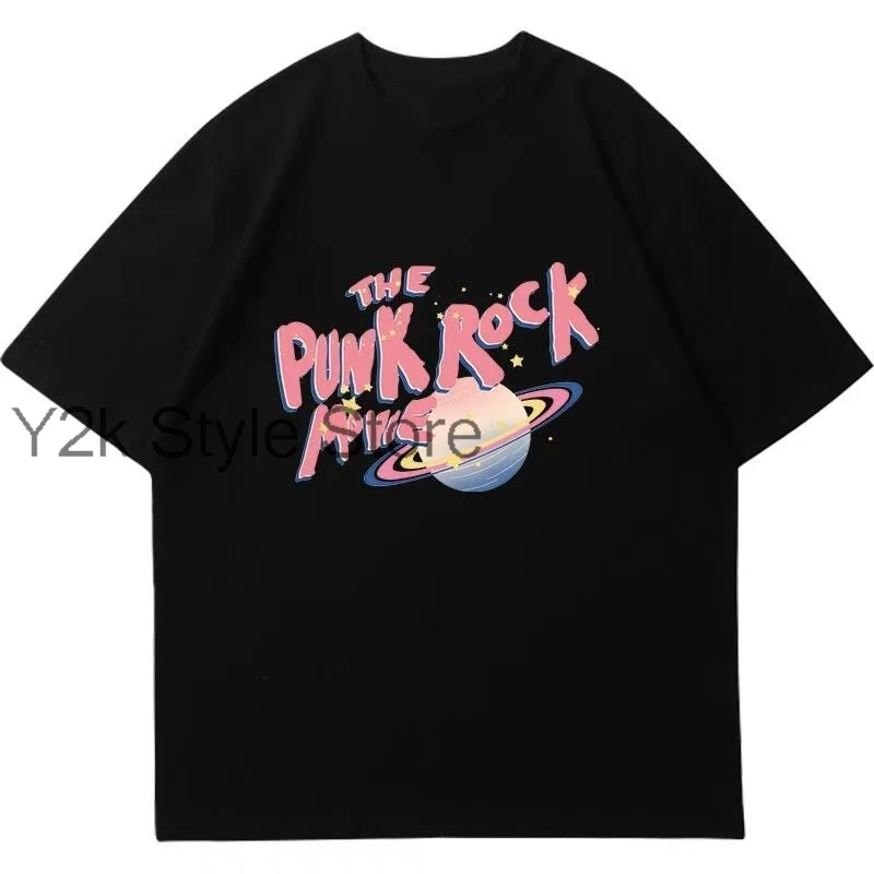 IU Lee Ji Eun planet T-shirt Cotton Loose Round Neck Short Sleeve T Shirt Men Women Kpop Fashion Y2K Summer Printed Tee Tops