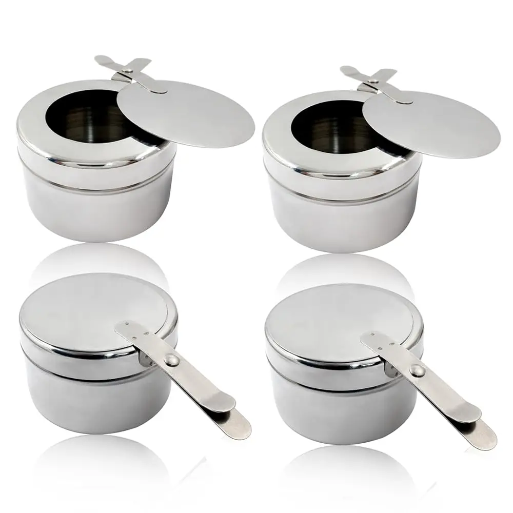 

4Pcs Stainl Steel Fuel Holders Chafing Wi Fuel Holder With Safety Cover, Buffet Warmer Warming Trays Perfect For Barbecue