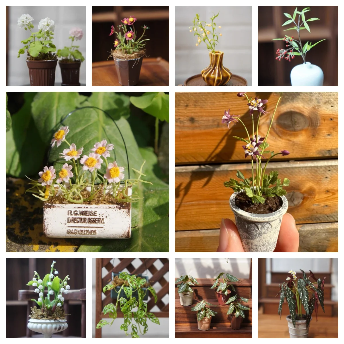 

Custom Mini Clay Flowers & Potted Plants | Monstera/Daisy/Bonsai | Handmade Lily/Tulip/Rose Miniatures for Dollhouse & Decor