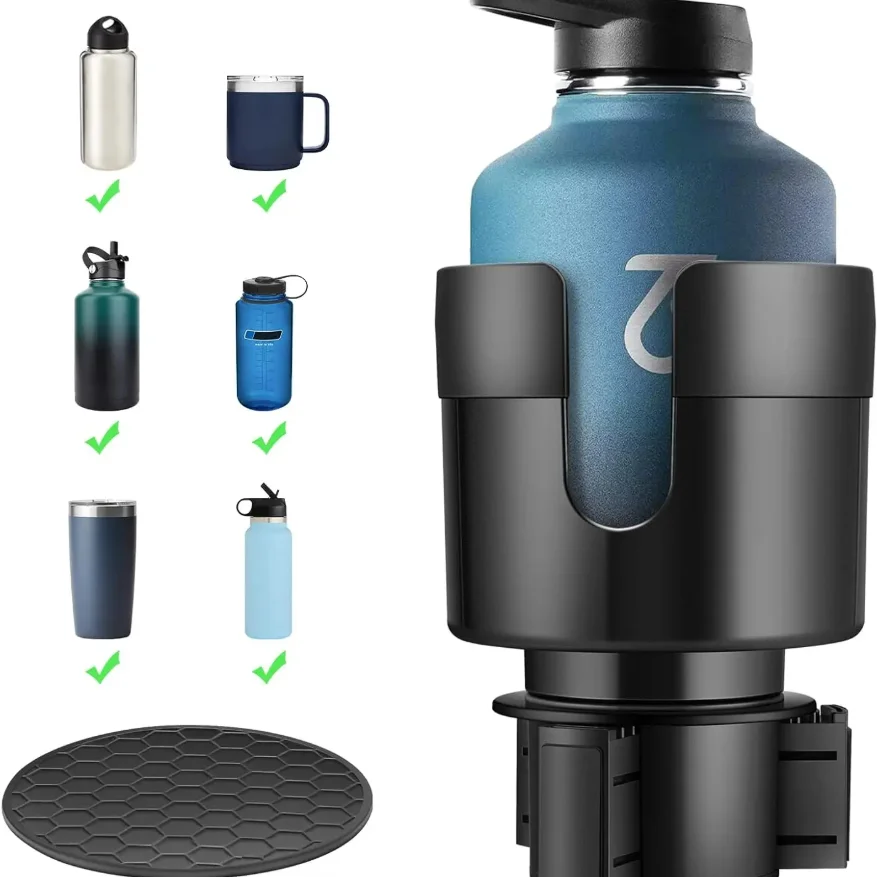 

Car Cup Holder Expander, Cup Holder Extender for Car with Adjustable Base, Fits Yeti 24/36/46oz, Hydroflask 32/40oz, Large Bottl