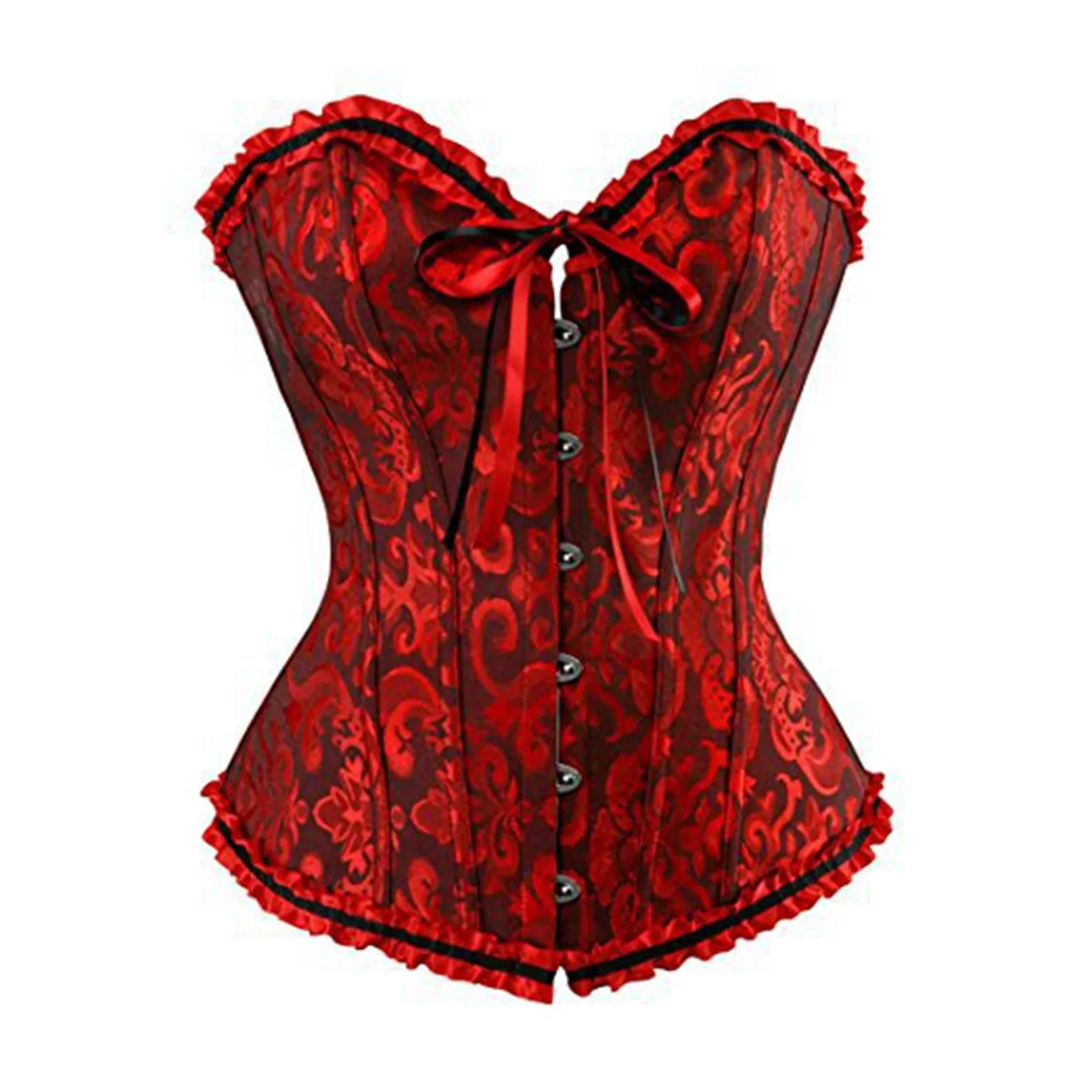 Victorian Bustiers Top Women Sexy Lace Floral Corset Underwear Vintage Plus Size Korsett Gothic Steampunk Wedding Party Overbust