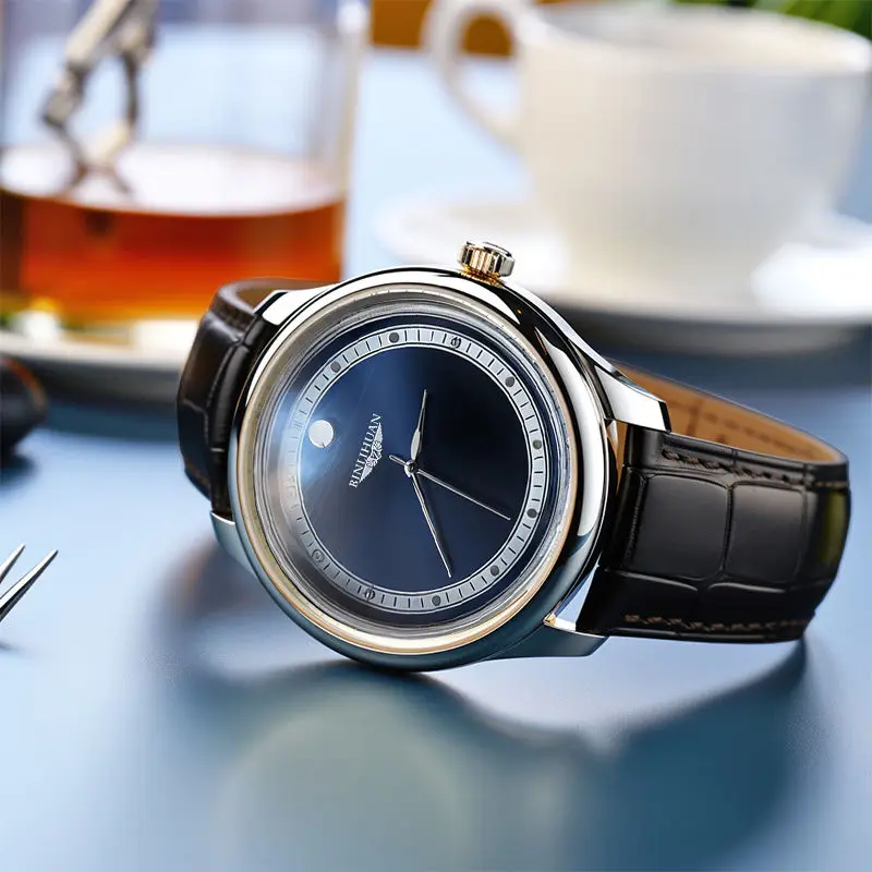 Модные роскошные кожаные часы для мужчин, лучший бренд, круглый кожаный ремешок, кварцевые часы с циферблатом из нержавеющей стали, повседневные часы Montre