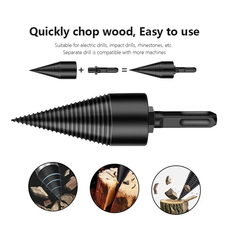 CMCP 32/42mm Wood Splitter Drill Bits Firewood Splitter Drill Bits Cone Drill Bits Wood Chopper Tools