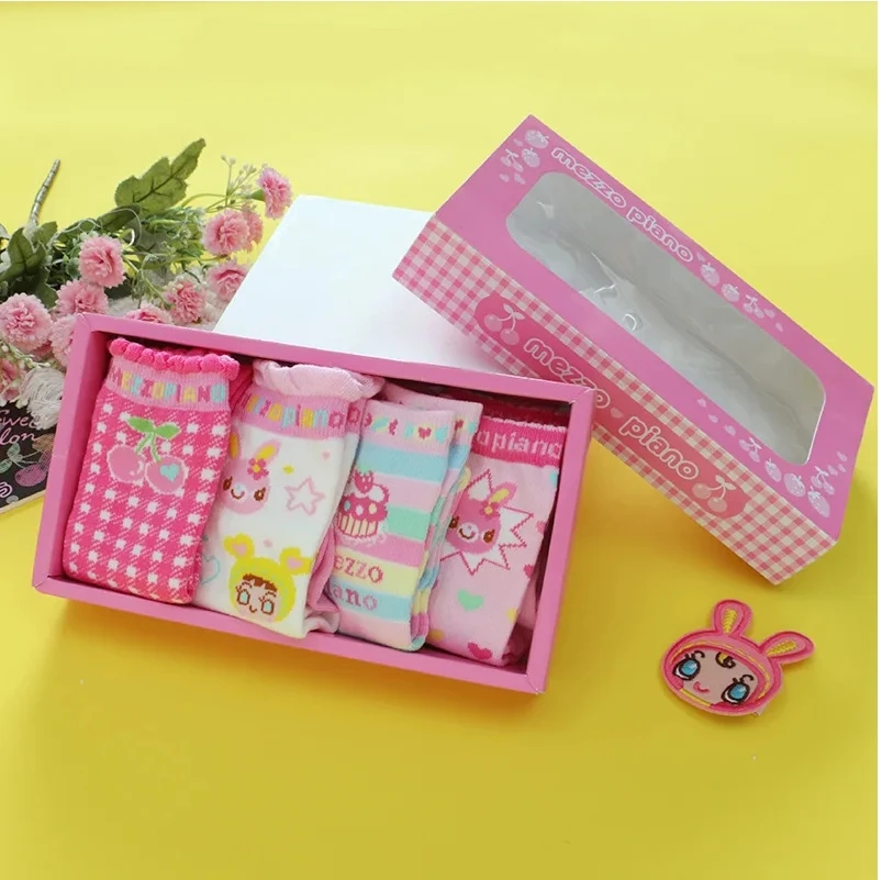 Japanese Cartoon Cute Sweet Love Rabbit Embroidery Girl Fairy Core Toddler Socks Y2k Aesthetic Children Clothing Baby Girl Socks