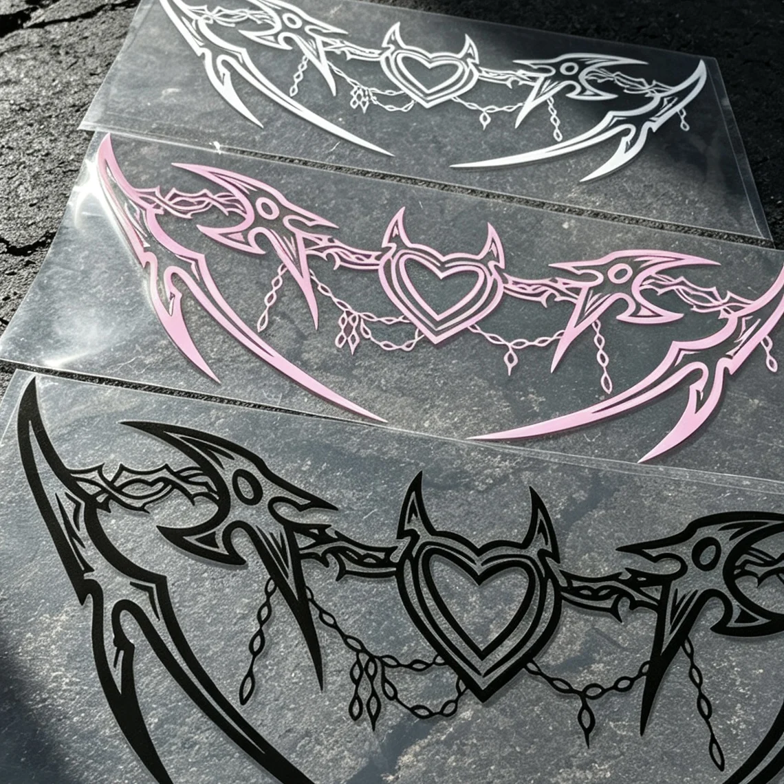 Gothic Heart Chain Scythe Car Rear Window Sticker, Waterproof UV Resistant Vinyl Auto Decal