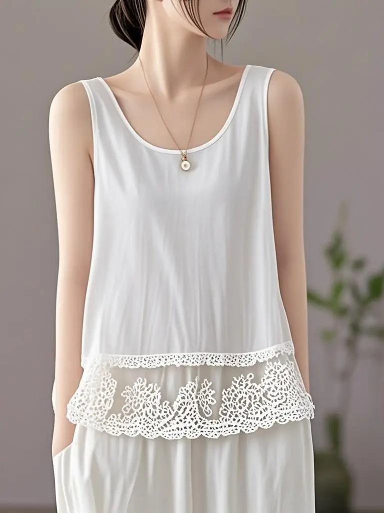 

Summer Cotton Linen Svel Vest Women's Loose Outerwear Inner Match T-irt Breathable Comfortable Casual Sle